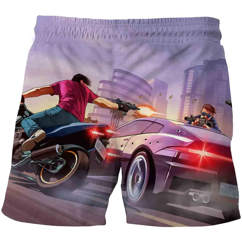 

2021 new GTA 5 game 3D printed beach shorts Male men board shorts printed Anime short Plage quick dry streetwear fashion hot