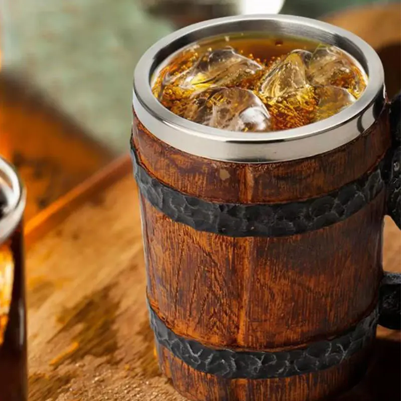 

500ml Viking Wood Style Beer Mug as Christmas Gift Simulation Wooden