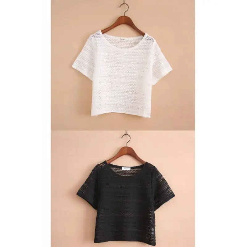 

2020 Women Short Sleeve Shirt black Top Garment lvory