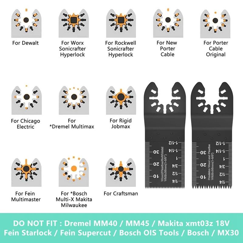 

31-Piece Oscillating Saw Blade Set, Metal Wood Blade Quick Release Oscillating Tool Blade Compatible with Dewalt