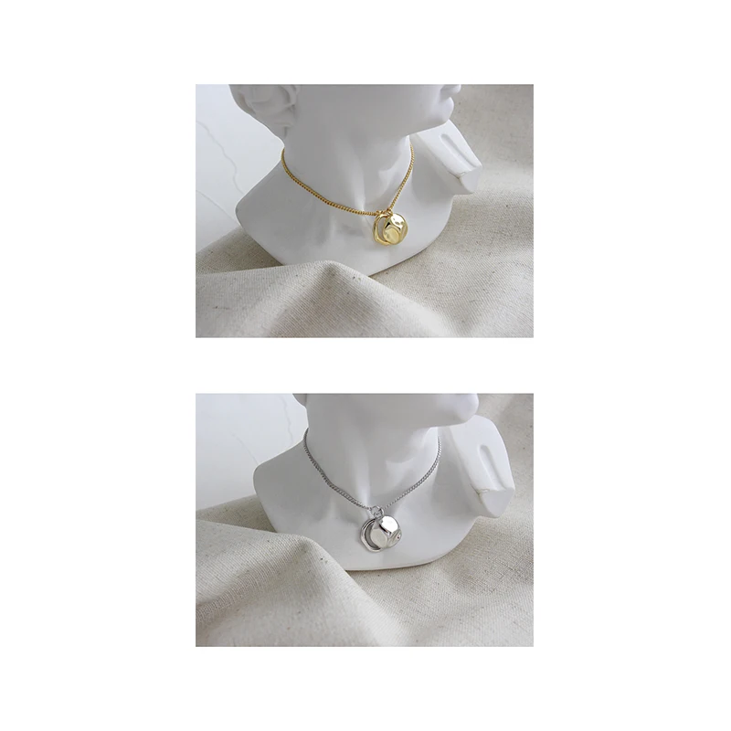 

925 Sterling Silver Necklace Geometric Irregular Ring Round Brand Female Necklace Clavicle Necklace Jewelry