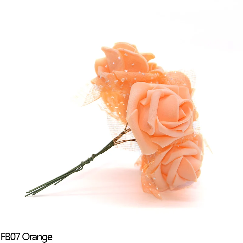 FB07 Orange 30 голов 4 см Очаровательная ПЭ пена роза искусственные розы Свадебный букет цветов дома Свадебная вечеринка Настольная Ваза Декор ярко поддельные цветы - Color: FB07 Orange