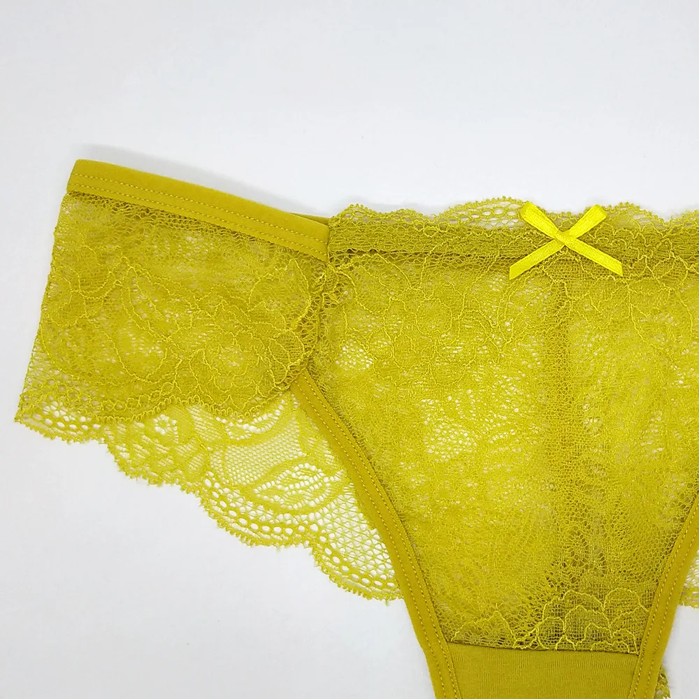 Стринги женские кружевные с Т-образной спинкой 3 шт./комплект #9419 | Женская одежда