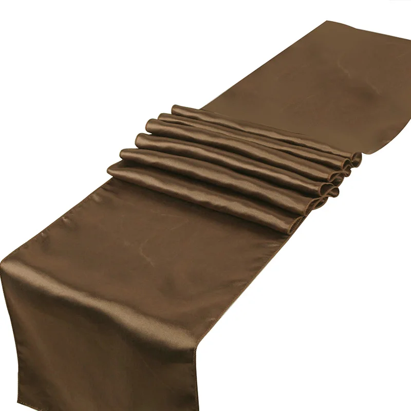 Chocolate 25 шт. 30x275 см атласные настольные дорожки, украшение стола для дома, вечерние, свадебные подарки для мероприятий, Рождественское украшение, Банкетный Декор - Цвет: Chocolate