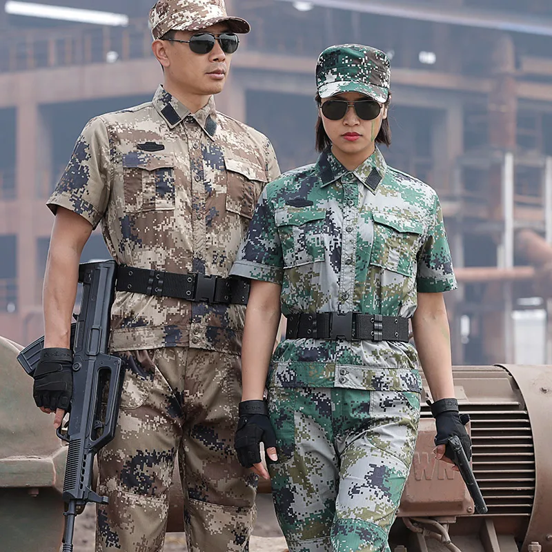 3 Colors Summer Military Uniform Blue Sea Camouflage Short Combat Shirt Army Clothing Tactical Fishing Hunting Clothes Men Women
