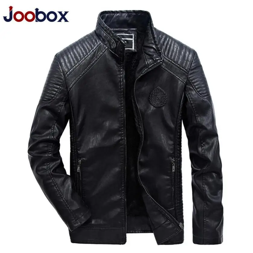 JOOBOX/брендовая Осенняя мужская кожаная куртка зимняя утепленная с