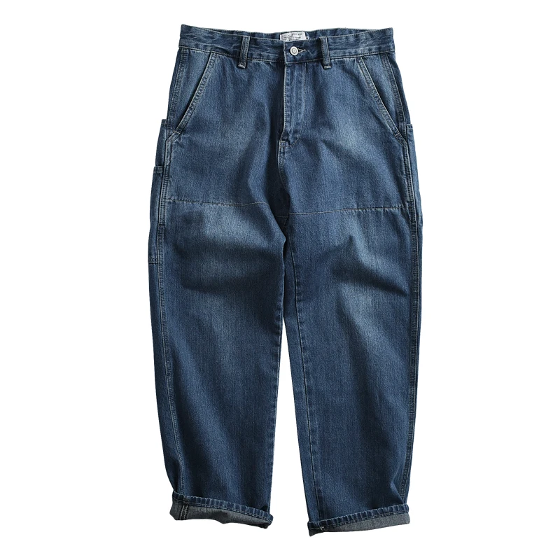 

2020 new daddy pants Japanese overalls straight loose jeans trendy brand old head pants with the same paragraph