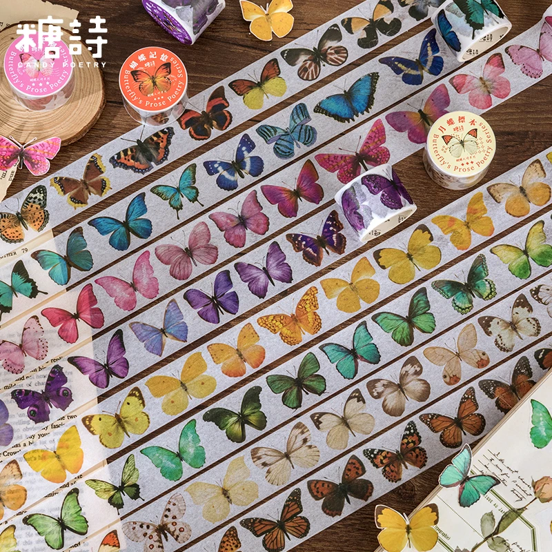 

Washi Tape Butterfly Poetry Series Retro Art Natural Handbook DIY Material Decorative Stickers 8 Styles