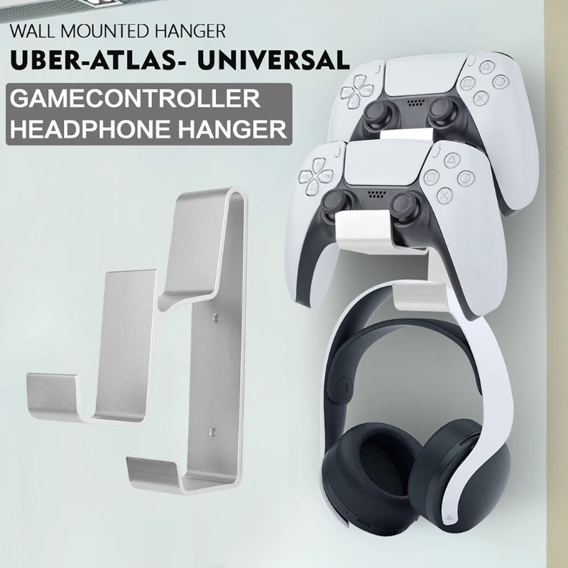 

Dual Wall Mount Stand Hanger for PS5 PS4 Game Controller Gamepad Headphone Headset Shelf Hook Holder Accessories
