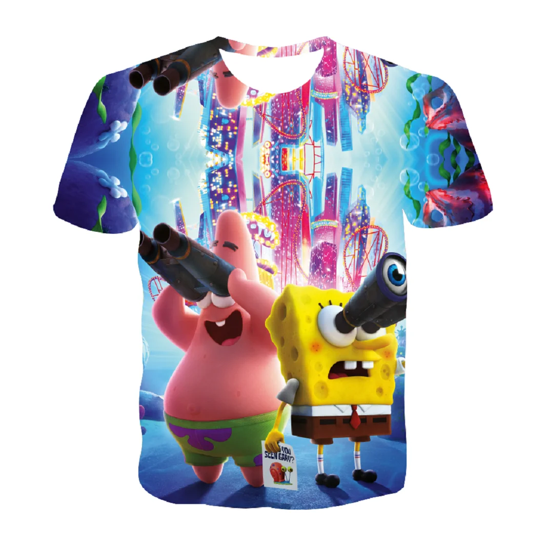 

Cartoon Sponge 3d T-shirt Bob Toddler Boys Girls Fashion Children Clothes Breathable 2021 New Creative Round Neck Top Tees