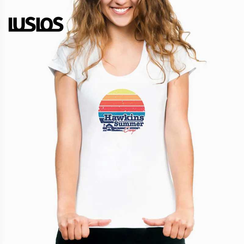 Футболка LUSLOS Sunrise женская с принтом очень странные дела винтажная рубашка