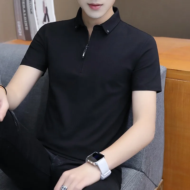 

Man's T-shirt 2020 Summer New Men's Short-sleeved Lapel T-shirt Cotton Tide Brand Solid Color Oversized T Shirt Men's Clothing