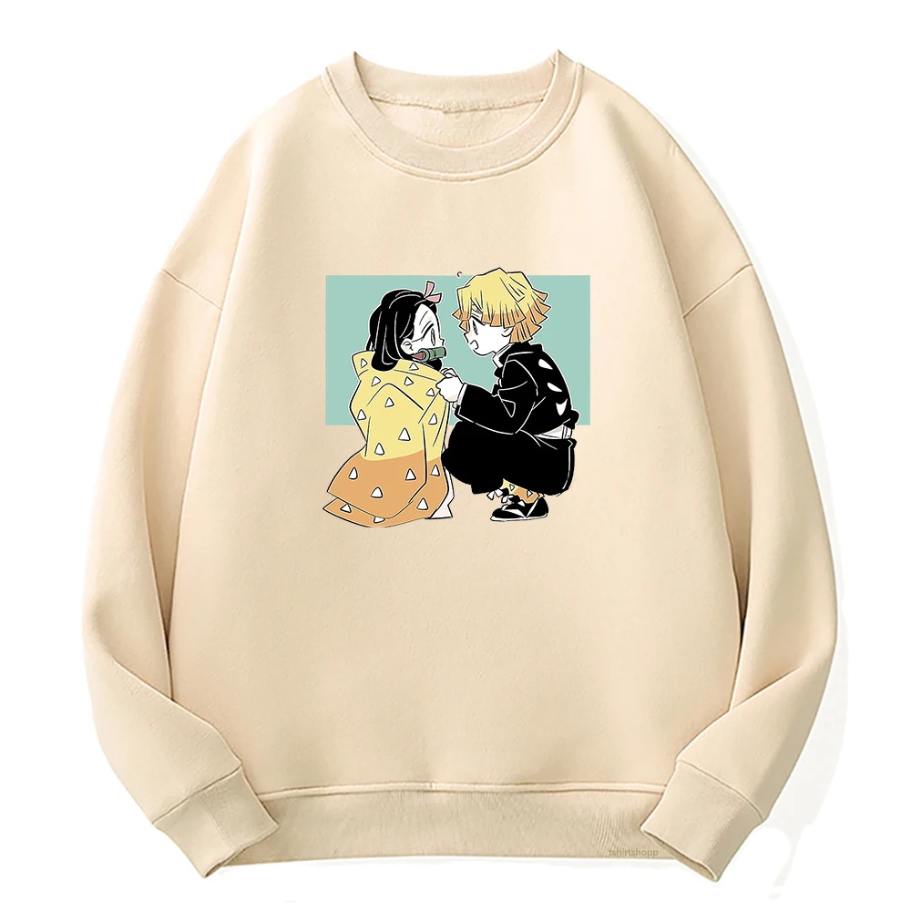 

Anime Zenitsu Agatsumat Hoodie Women Demon Slayer Hoodies Women Manga Kimetsu no Yaiba Hoody Crew Neck Pullover Sweatshirt