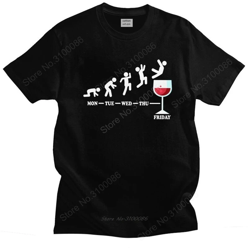 

Wine Friday Weekend Tshirt Men Short Sleeves Graphic T Shirt Novelty T-shirts Loose Fit 100% Cotton Tee Tops Merchandise