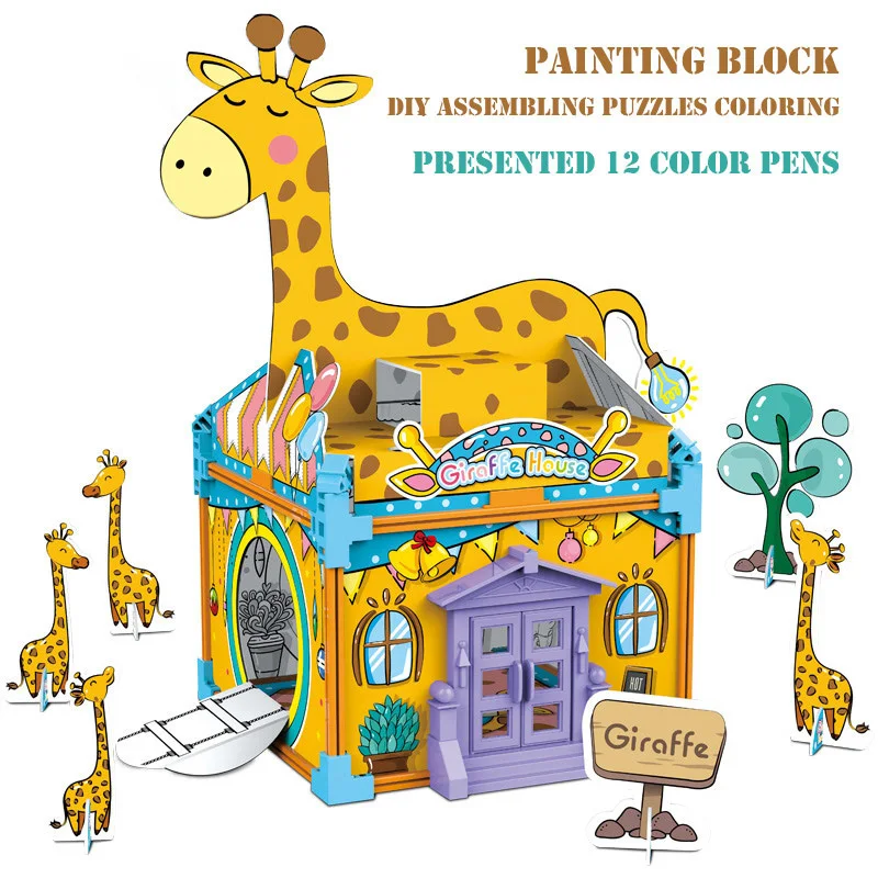 

Paper Model Graffiti Paper 3D Building Blocks Children's Early Education Toys Fun Graffiti Assembly Toys Children Gifts