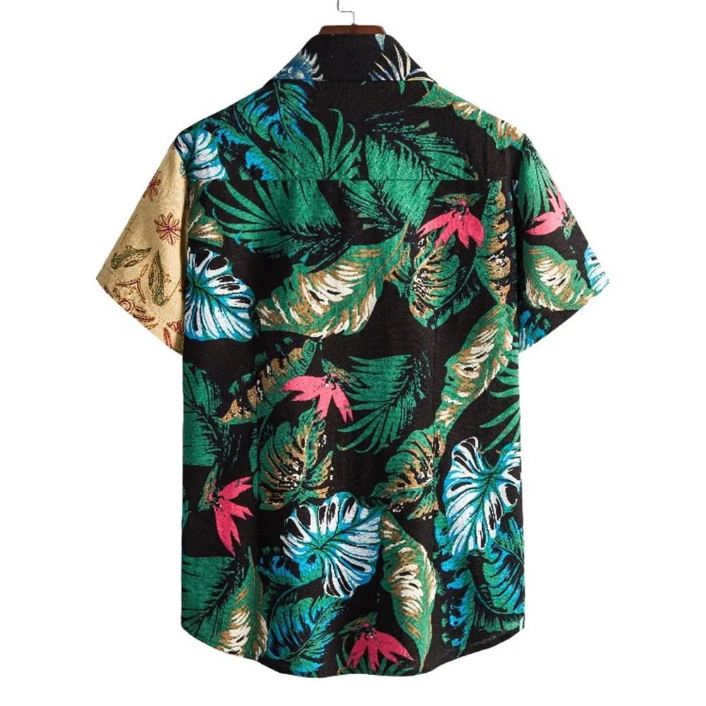 

Summer Beach Casual Shirts for Men Print Shirts Men Clothing Hawaii Button Up Shirts Tops Short Sleeve Men's Shirts