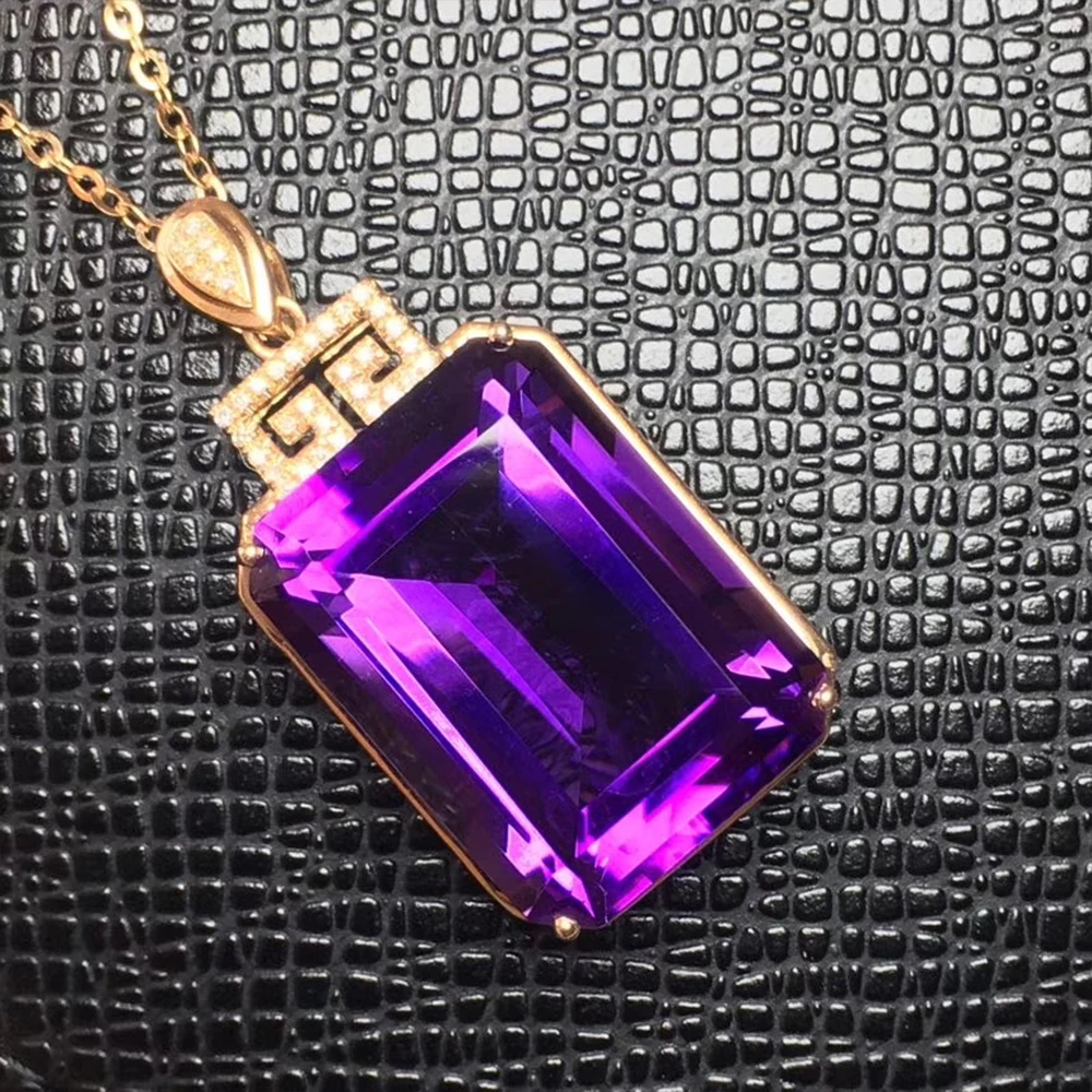 

Natural Amethyst Pendant 18k gold match Natural South Africa Diamond Bare stone 18.8ct Specifications 19*14mm