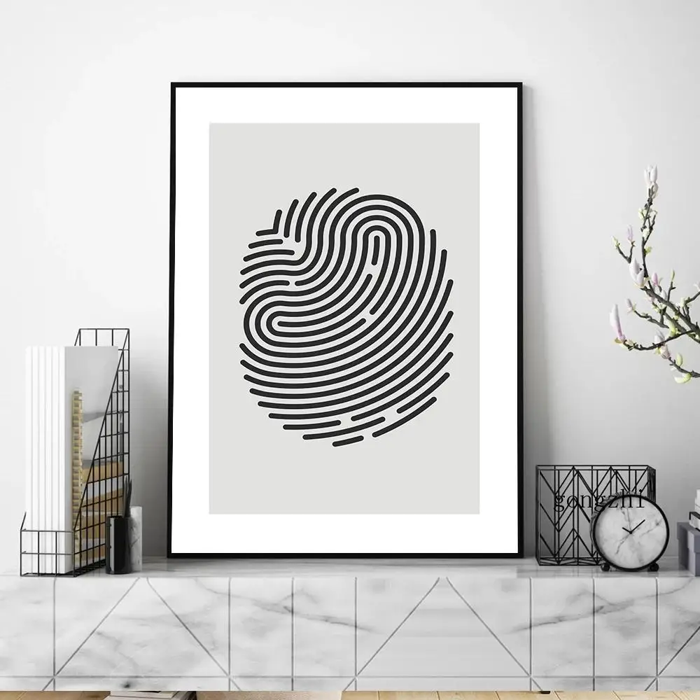 

Nordic Art Fingerprint Poster Minimalist Black Grey Canvas Painting and Prints Modern Wall Art Pictures Home Room Decoration
