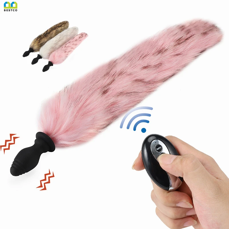 Плюшевая Анальная пробка BESTCO 18 + девушка лисий хвост Вибрация Косплей