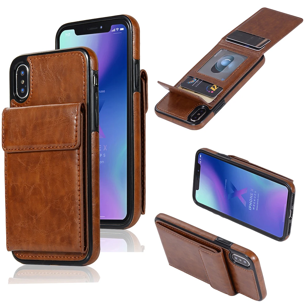 

iPhone X XR XS MAX SE 2020 mobile phone case iPhone 7 8 6 6S Plus 5 S back cover multi-card slot retro leather case