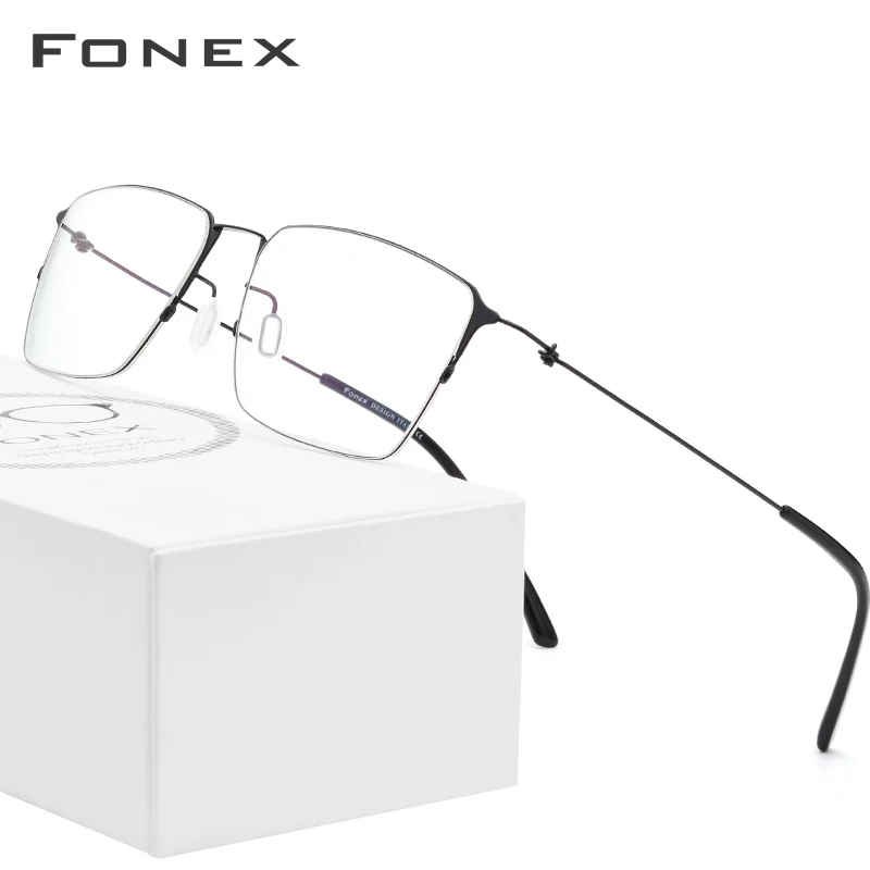 FONEX очки из титанового сплава, мужские полуоправы, очки по рецепту, оправа для женщин, близорукость, оптическая оправа, очки для глаз 98611
