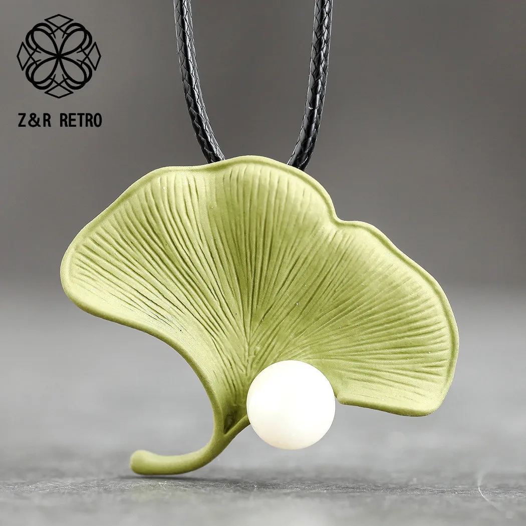 Винтажное простое ожерелье с подвеской в виде листьев женские длинные