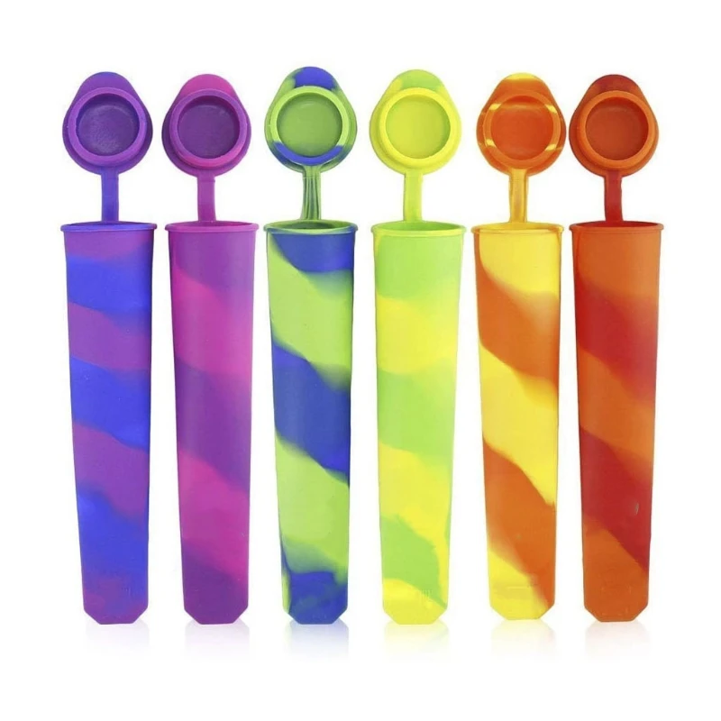 

808A Set of 6 Silicone Ice Cream Mold Holder Ice-Pop Sleeves Freezer Kitchen