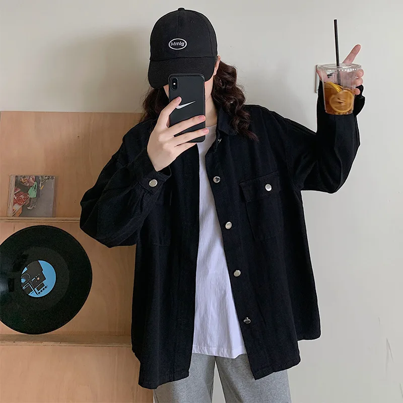 

Korean Spring Jacket Women Turn-down Collar Solid Basic Jacket Oversize Long Sleeve Pocket Casual Outerwear Female Plue Size 5XL