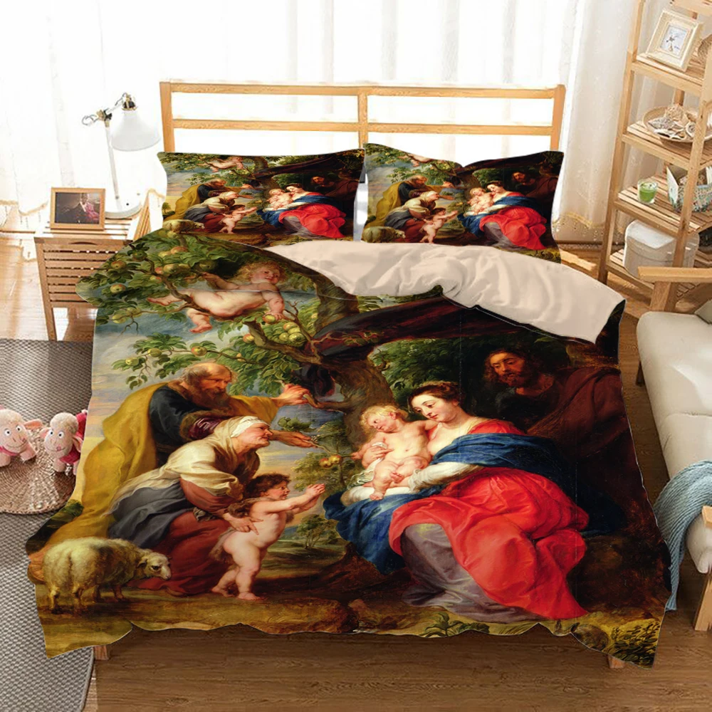 

Постельное белье Apple Tree с изображением сельских жителей, набор из трех предметов, простыня, пододеяльник, наволочка