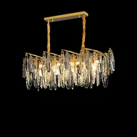 art deco golden silver crystal dimmable led lustre hanging lamps pendant light suspension luminaire lampen for dinning room
