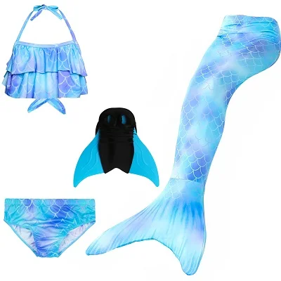 Blue 99 set 1 Детский купальник с хвостом Русалочки с хвостом плавники детский купальный костюм костюмированная игра костюм костюмы на Хэллоуин - Цвет: Blue 99 set 1