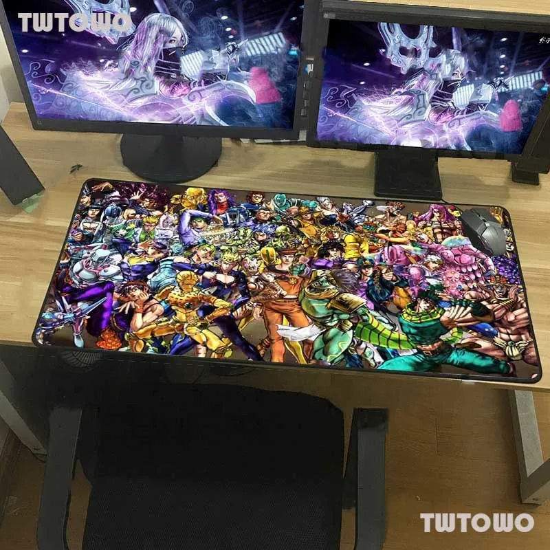 

Large Gaming Mouse Pad Black Lock Edge JoJo's Bizarre Adventure Anime Custom Computer Keyboard Table Desk Mat Non-slip Xxl