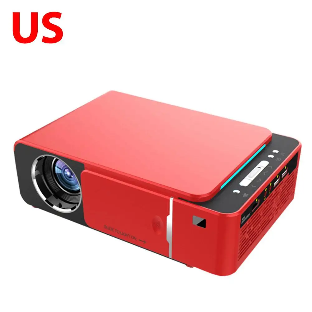 Red US T6 3500 люмен Мини Портативный Full HD светодиодный проектор 4K 3D 1080P домашний кинотеатр Beamer Android 9,0 wifi та же версия экрана Video Pro - Цвет: Red US