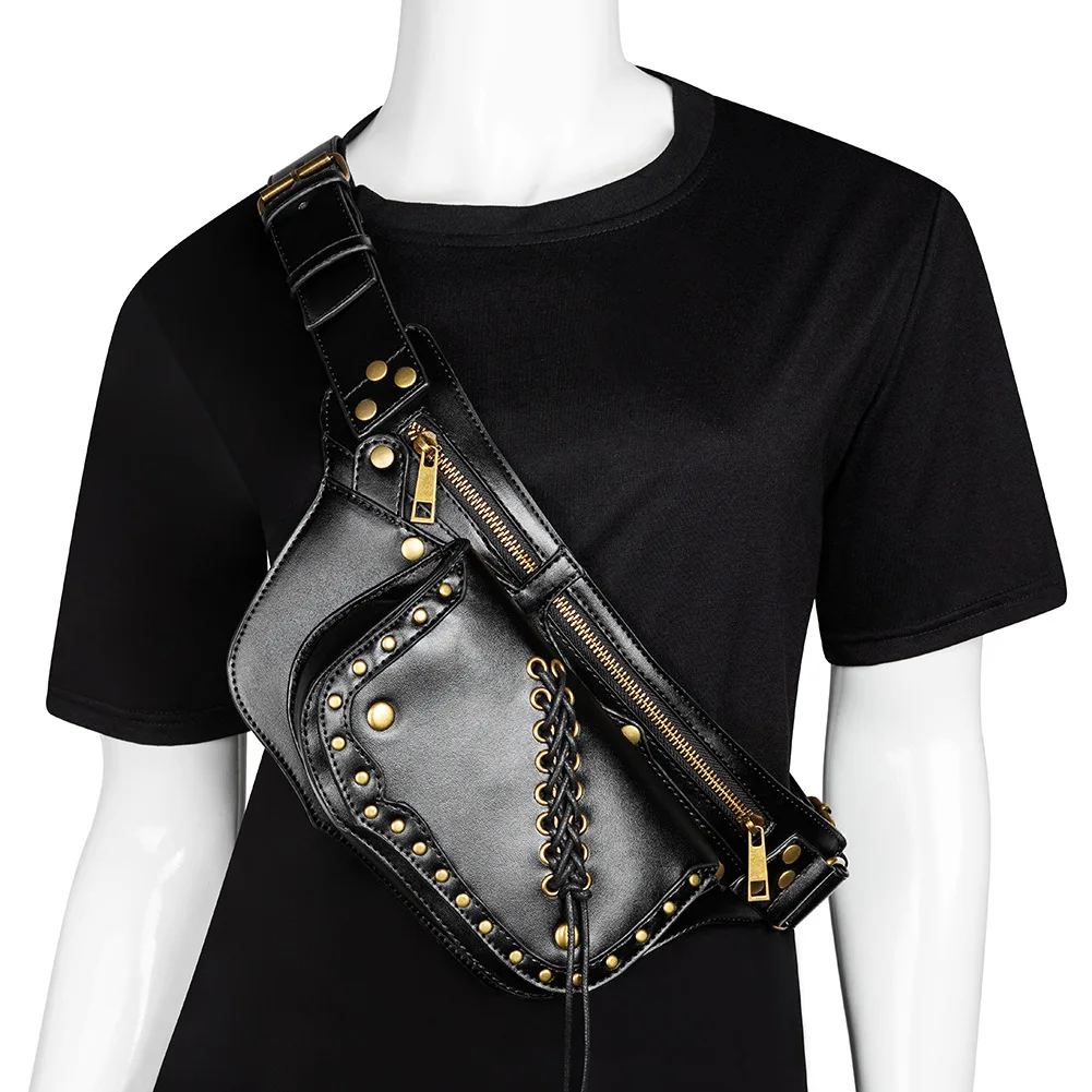 

Women Men Steam Punk Crossbody Outdoor Retro Waist Bags Adults Medieval Cosplay Role Playing Accessories Motorcycle Bag