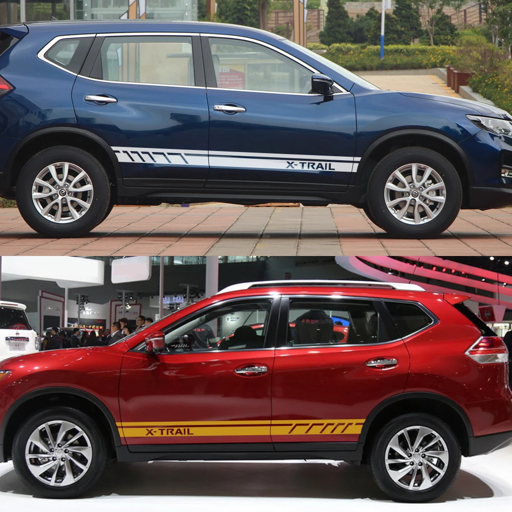 2 шт. автомобильные боковые полосы наклейки для NISSAN X-TRAIL DIY Автомобильная виниловая пленка Стайлинг наклейка украшение автомобиля Принадлежности для тюнинга