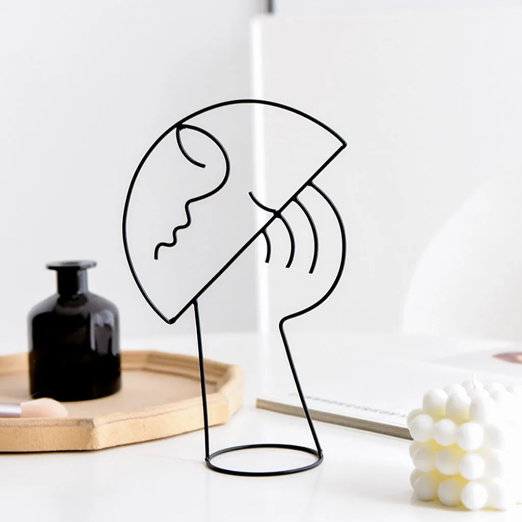 Metal Face Outline Sculpture Decoration Figurine Hat Holder Display Stand | Дом и сад