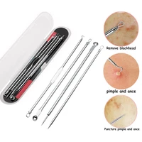lamilee 4pcsset blackhead comedone acne pimple blackhead remover tool spoon for face skin care tool needles facial pore cleaner
