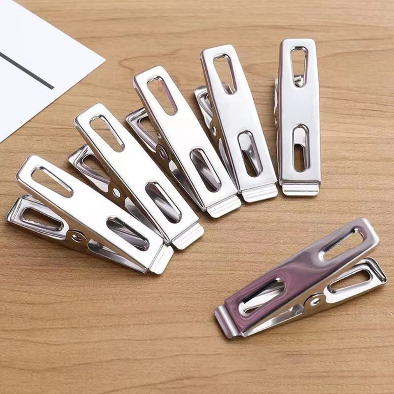 

40Pcs Stainless Steel Clothes Clips Metal Laundry Pegs Strong Spring Towel Sock Clothespins Food Sealing Photos Hanger Organizer