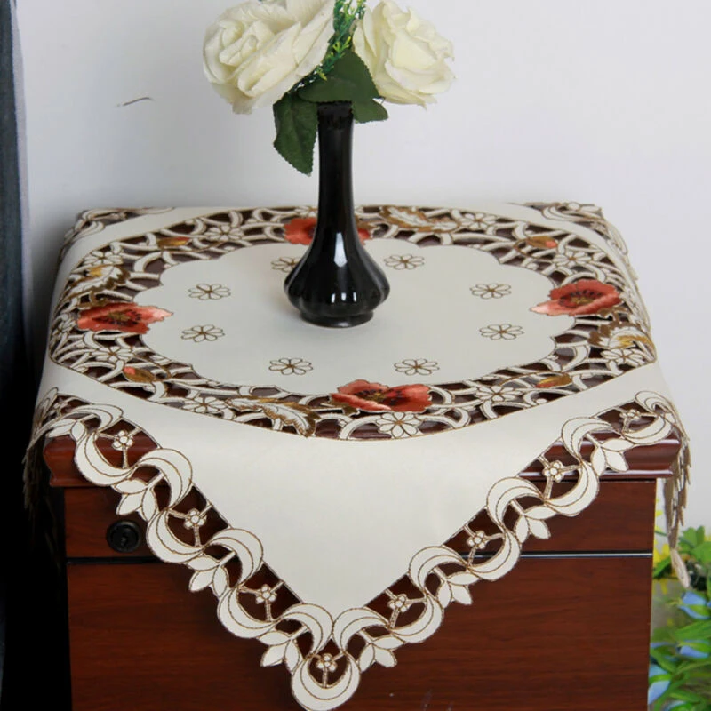 

Embroided Tablecloth Pillowcase Table Runner Floral For Wedding Banquet Decor