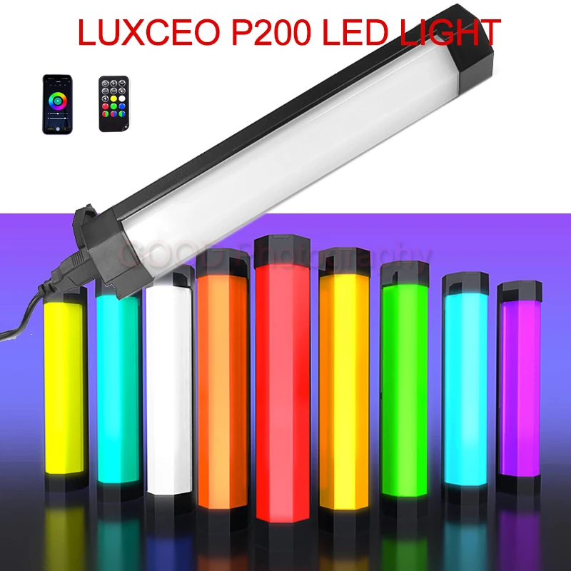 Фото Ручная вспышка Luxceo P200, заполняющая лампа, RGB, красочная светодиодная палка, освещение для фотосъемки для управления видеоприложением и пульта дистанционного управления №1