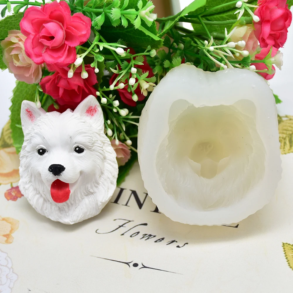 3D силиконовая форма, сделай сам, самоед, милая собака, Рождество, пластырь, глина, ароматерапия, формы для тортов, помадка, шоколадные формы, для выпечки, инструменты для тортов