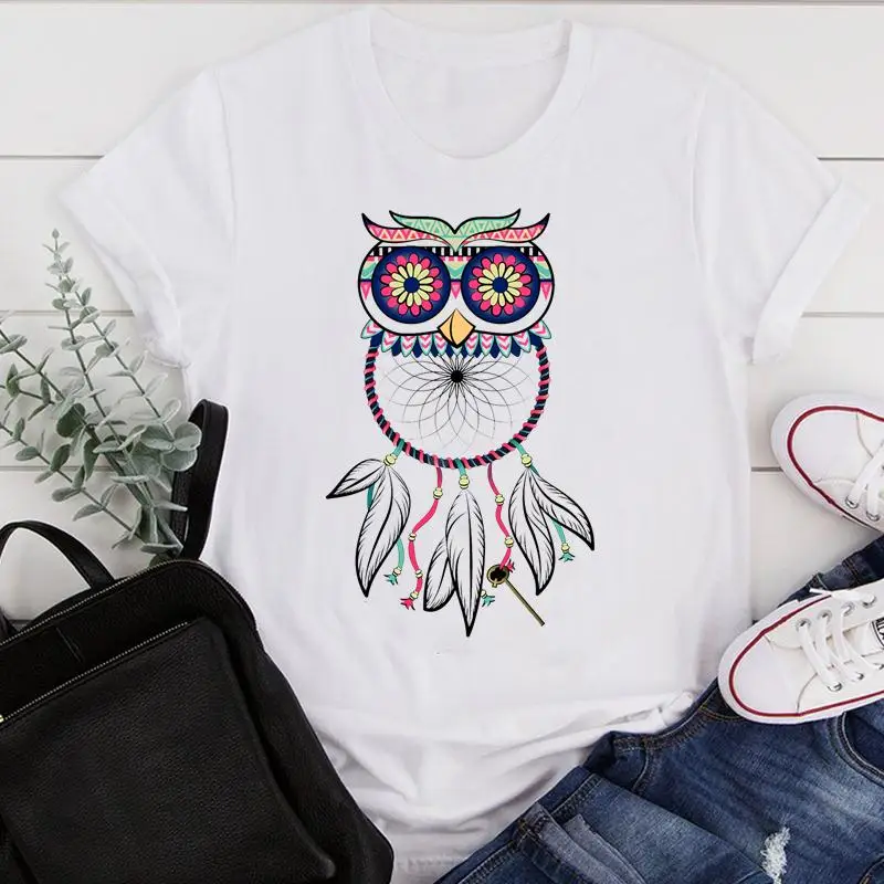 

Women Clothes Cartoon Owl 90s Vintage 2021 Ladies Summer Print Fashion Tshirt Female Short Sleeve Tee Top Graphic T-shirt