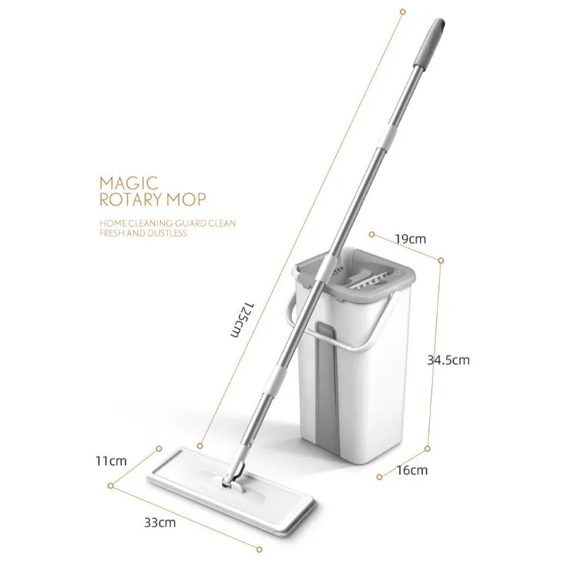 

Squeeze Flat Mop and Bucket Kitchen Handle Wash for Floor Wood Magic Lazy House Cleaning Tools Laminate Ceramic Tiles Practical