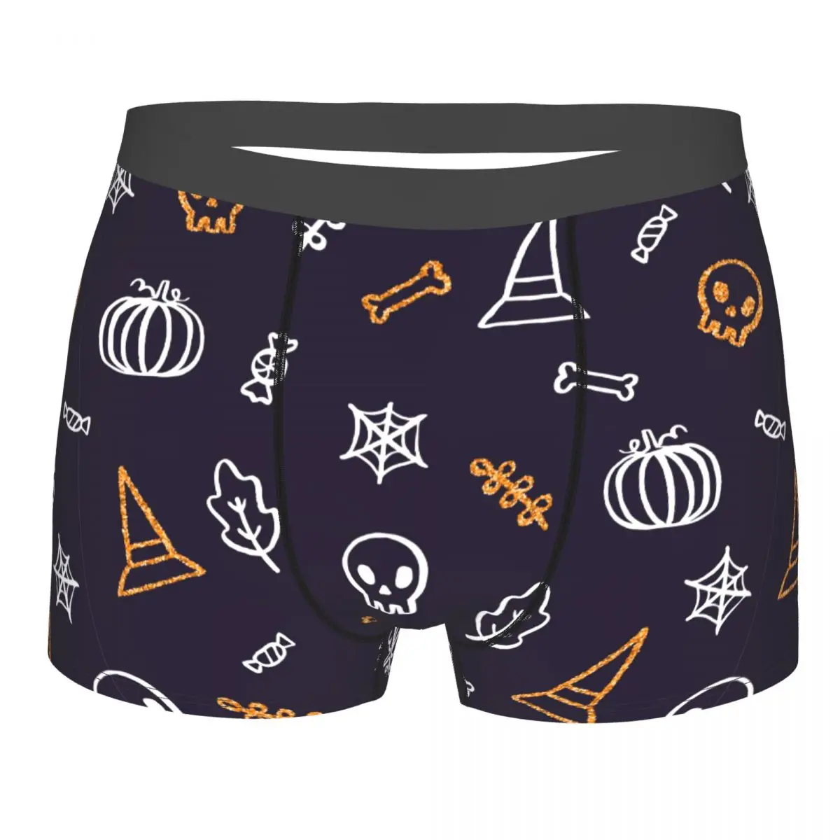 

Halloween Pumpkin Skull Candy Underwear Funny Stretch Trenky Customs Trunk Polyester Sublimation Teen Boxer Brief