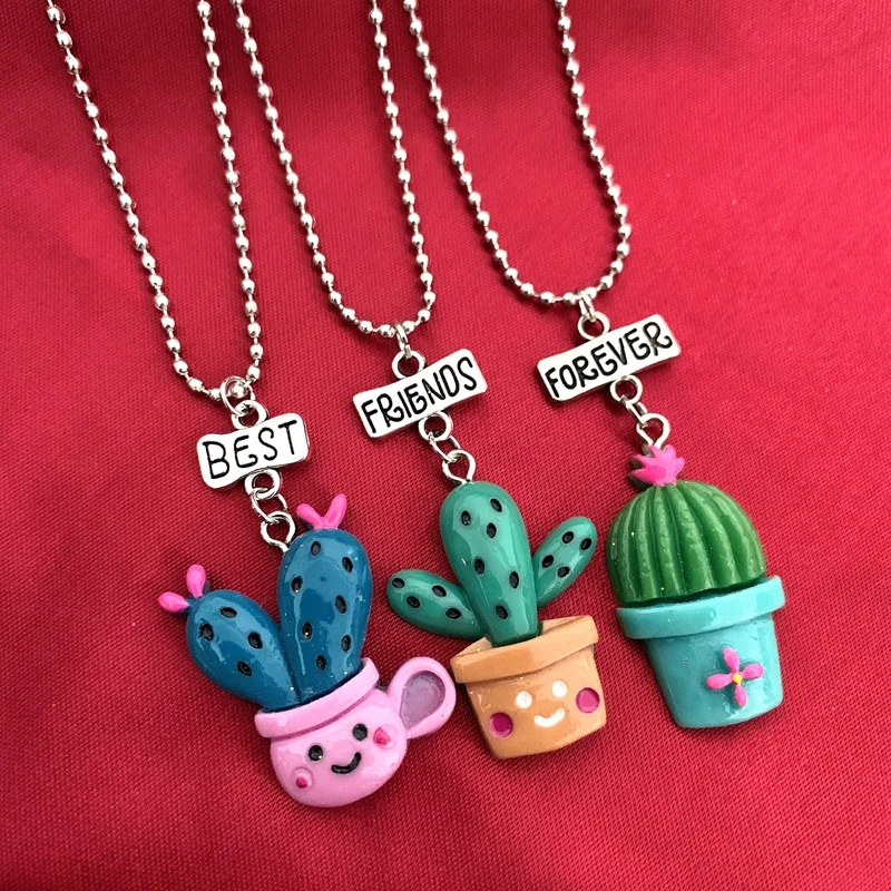 Ожерелье с подвеской в виде цветного кактуса для детей 3 шт./компл.|Ожерелья