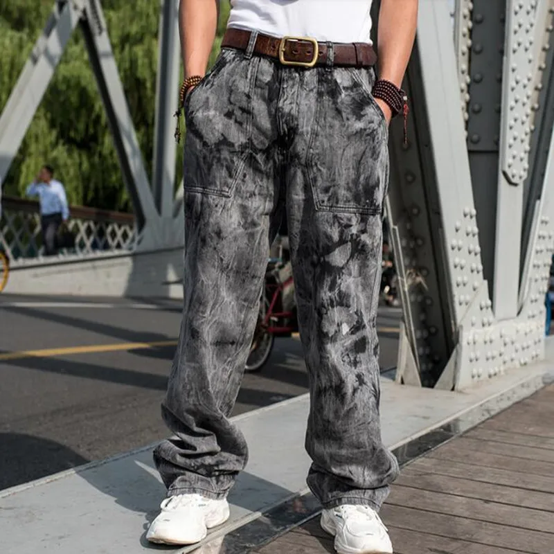 

New Style Hip Hop Baggy Jeans Mens Denim Hip hop Loose Pants Rap Jeans For Boy Rapper Fashion Plus size 30-46