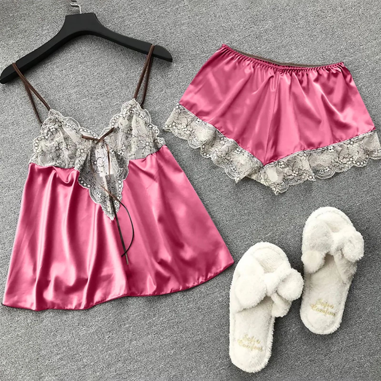 

Fashion Women Sexy Tops Shorts Lace Nightdress Camisole Pajamas Underwear Set Cute Cami Top and Shorts Sleepwear Home Wear
