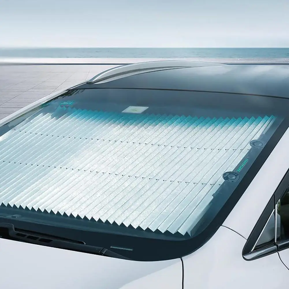 

65cm 70cm Car Windshield Curtain Retractable Set Folding Sun Shade Car UV Block Sun Visor Protector Reflective Film Curtains