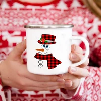 snowman print creative coffee cups kids christmas cocoa cake mugs drinks dessert breakfast milk cup handle drinkware xmas gifts