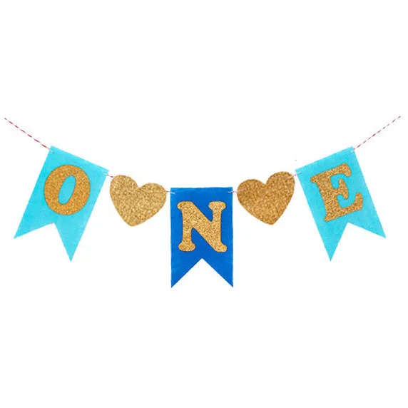 one banner WEIGAO 1 шт. 1 2 3 шапки ко дню рождения цветок корона 1-й День рождения шапка новорожденного ребенка ободок для дня рождения 1 год День рождения украшения - Цвет: one banner